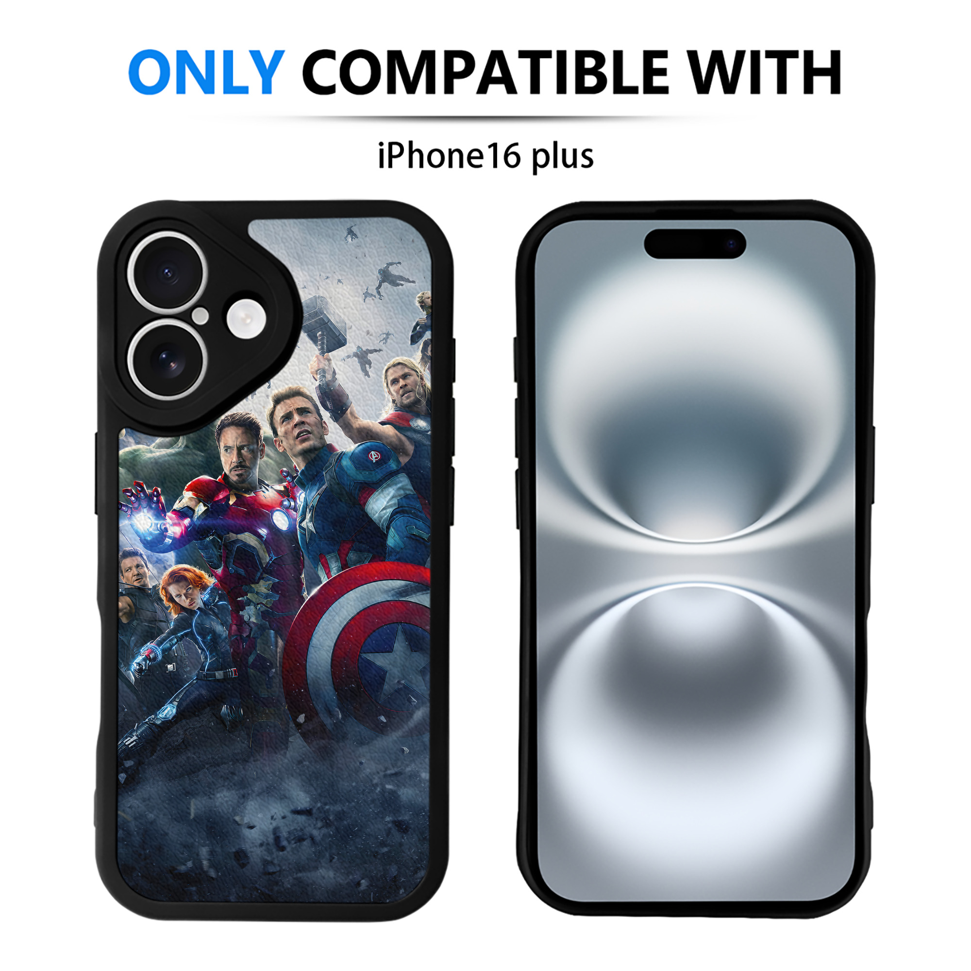 （画像用） アベンジャーズ The Avengers 【iPhone 16シリーズ対応】シリコンスマホケース（レザー調） 材質：シリコン